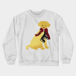 Preppy Golden Retriever Dog-Winter Ice Skates Crewneck Sweatshirt